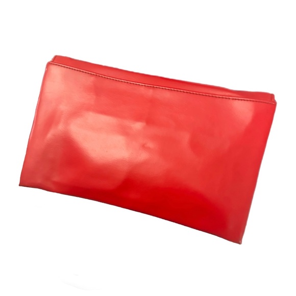 VTG 70s 80s Red Leather Convertible Clutch Shoulder Bag • Mirror • Deco Revival - Picture 8 of 16